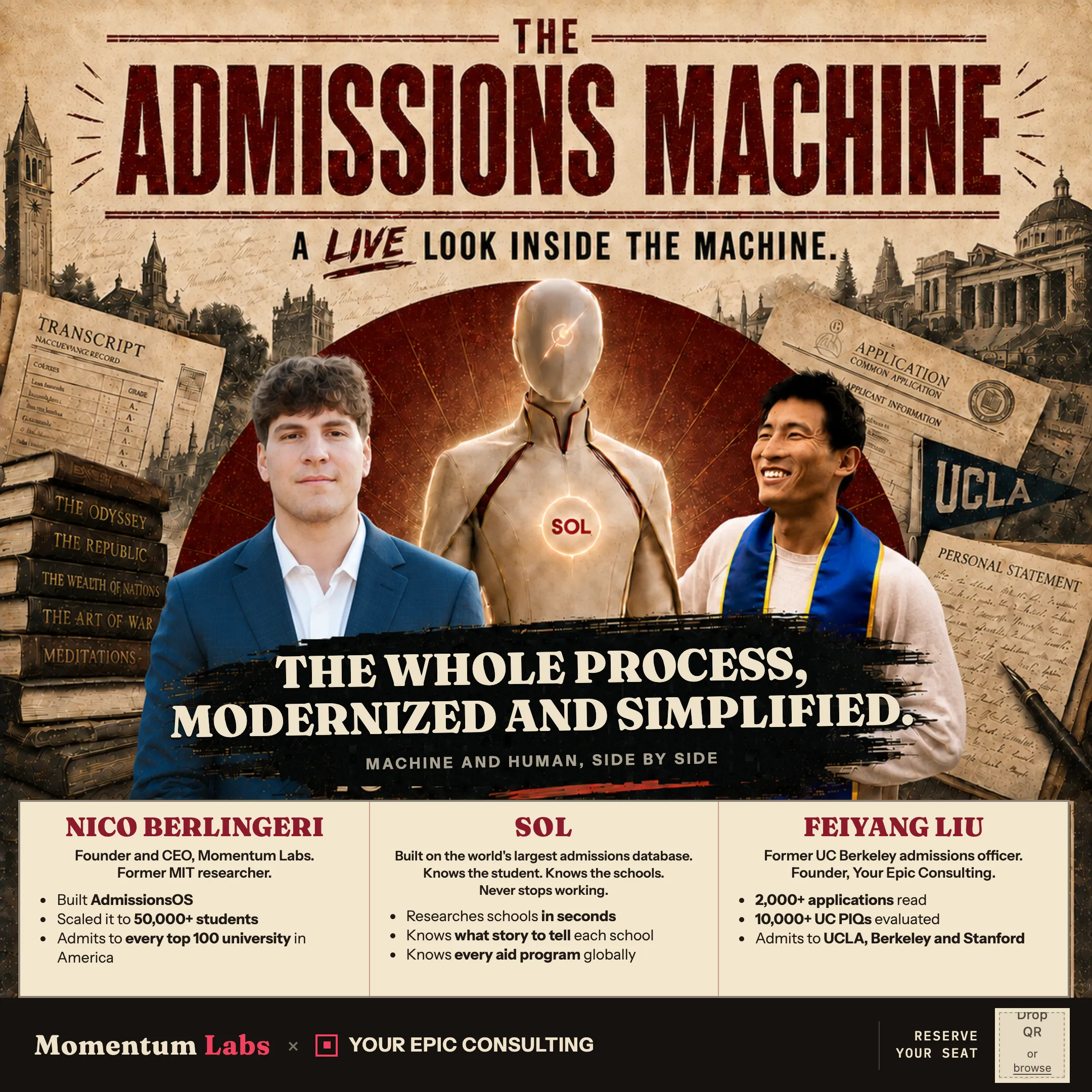 Flier for The Admissions Machine session